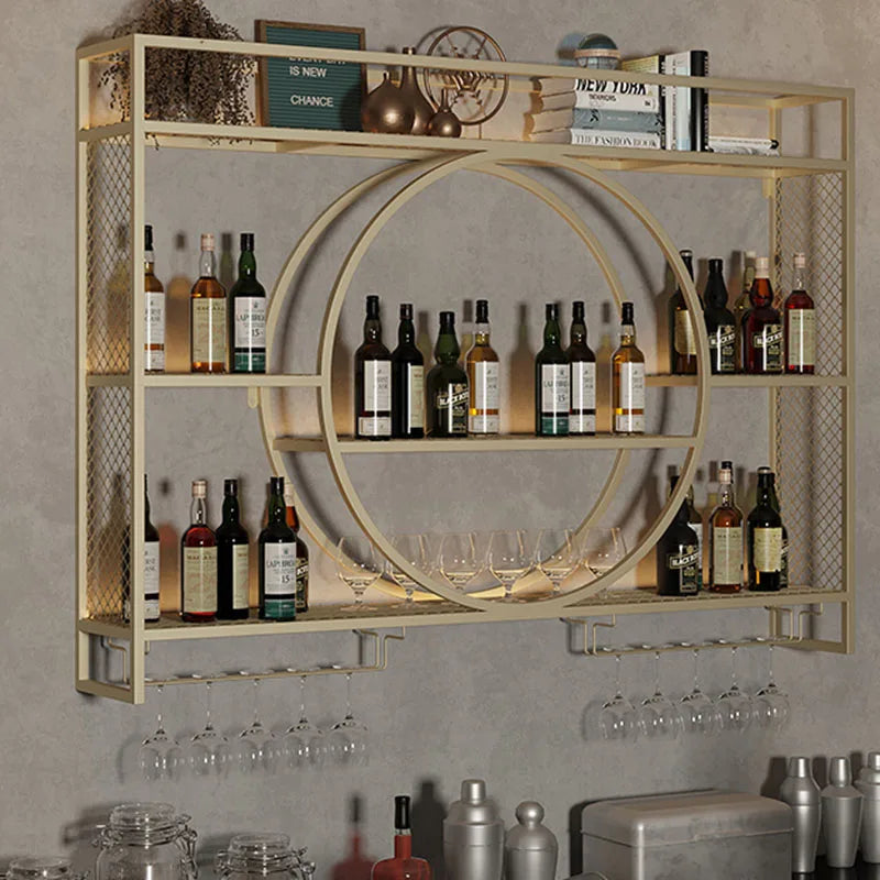 Gold Wine Cabinet European Shelf Decorative Liquor Beverage