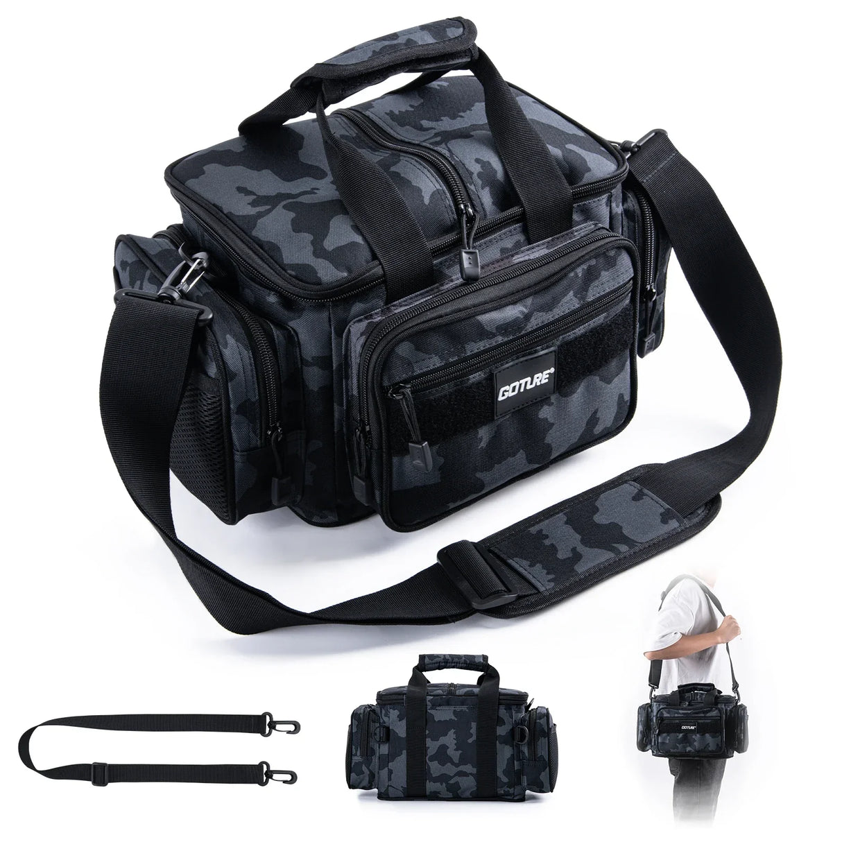 Goture Shoulder Crossbody Fishing Bags 600D Oxford Fabric