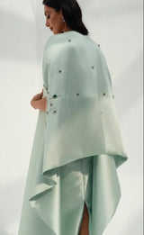 Green Crystal Handbeading Prom Dresses 2Piece Jacket Back