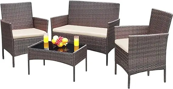 Greesum Patio Furniture 4 Pieces Conversation Sets Outdoor