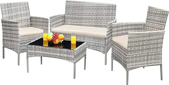 Greesum Patio Furniture 4 Pieces Conversation Sets Outdoor