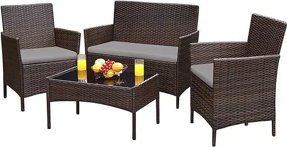 Greesum Patio Furniture 4 Pieces Conversation Sets Outdoor
