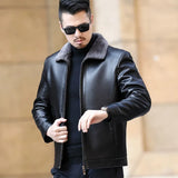 YXL-222 Leather Jacket Men's Fur One Casual Thickened