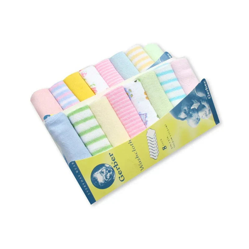 8Pcs 100% Cotton Newborn Baby Towels Saliva Towel