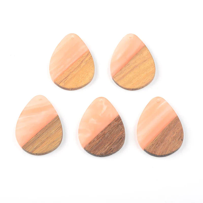 10PCS Water Drop Earrings Accessories Natural Wood &