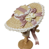 Japanese Lolita Sweet Handmade Straw Sun Hat Lace