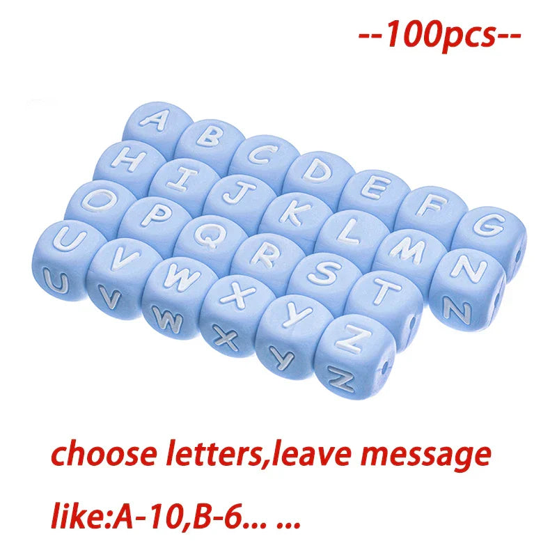 TYRY.HU 50-500Pcs 12mm Silicone Letter Beads BPA-Free Colorful