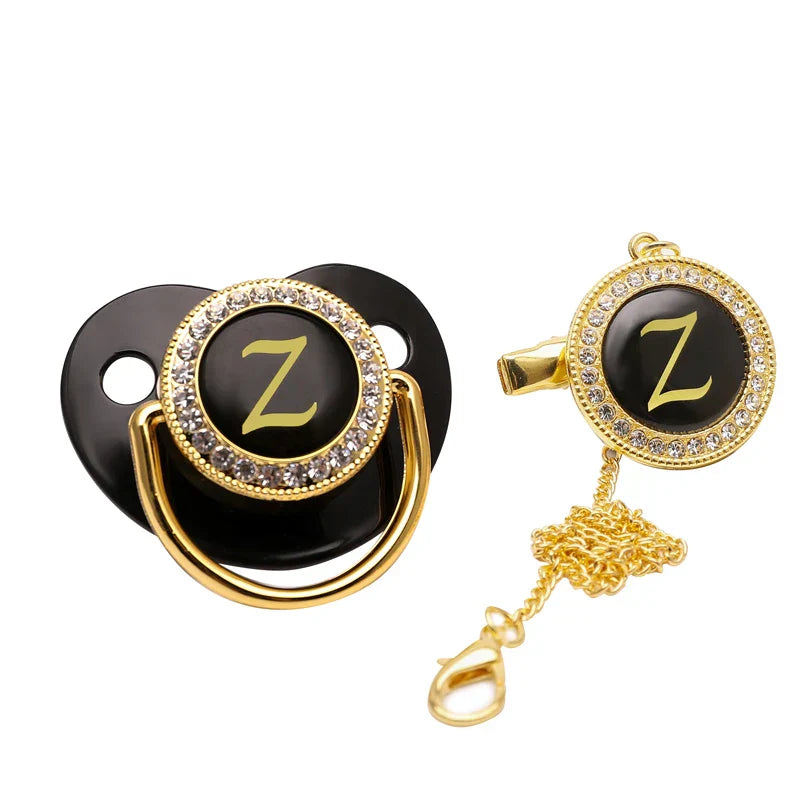 Black Gold Luxury Pacifier for Babies A-Z Name