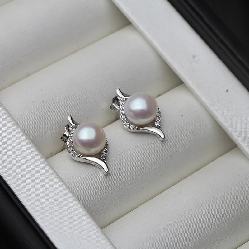 Genuine Freshwater Natural Pearl Stud Earrings Women,Beautiful Small