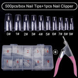 500Pcs/Box False Nails Tips Manicure Kit Nail File