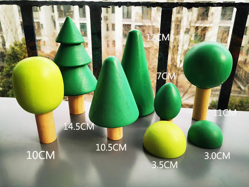 Montessori Wooden Toys Elemental Rainbow Stacking Blocks /Unpaint