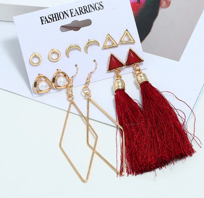 LATS Women's Earrings Set Tassel Pearl Earrings for