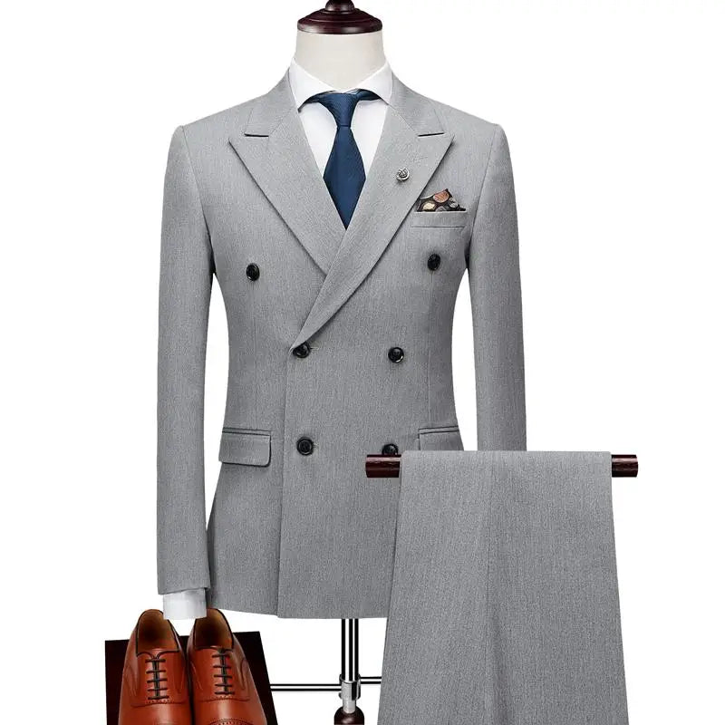 Mens Double Breasted Suits Terno Masculino Slim Fit