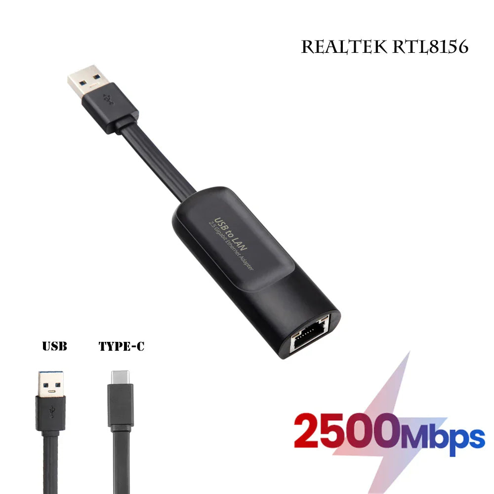 2500Mbps USB C 2.5G External Wired Network Card