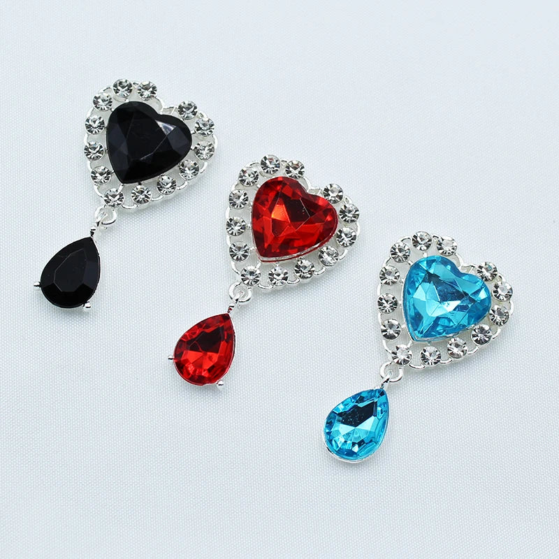 5pcs 25X45MM metal peach heart flat brooch pendant