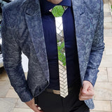 24K Gold Mirror Skinny Necktie Olive Branch Geometric