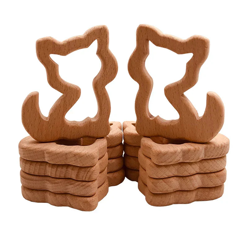 Kissteether 10pc/lot Organic Baby Wooden Teether Natural Teething