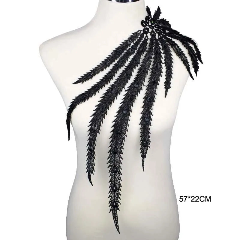 1 Pc Black Flower Neckline Collar Lace Applique