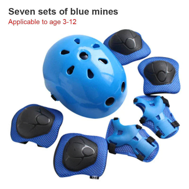 7Pcs/set Kids Boy Girl Safety Helmet Knee Elbow