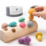 Wooden Rainbow Blocks Mushroom Picking Game Wood Baby