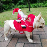 Fun Pet Dog Christmas clothes Santa Claus riding