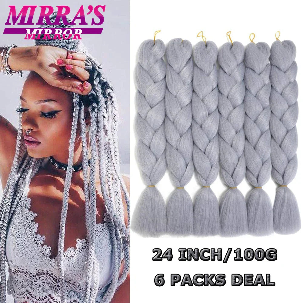 6 Bundle Braiding Hair 24 Inch Synthetic Jumbo