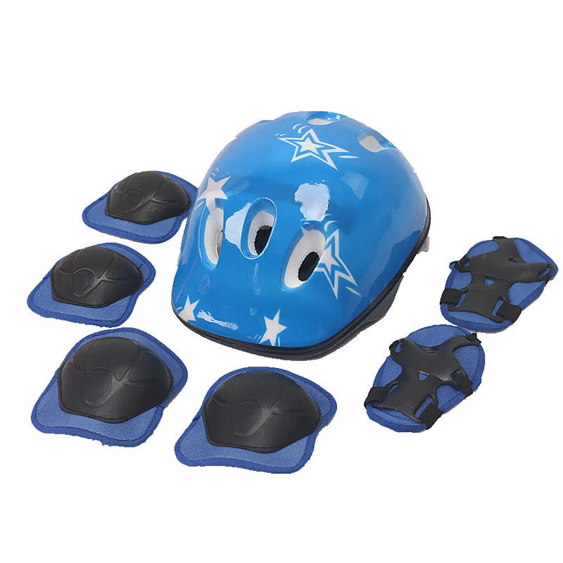 7Pcs/set Kids Boy Girl Safety Helmet Knee Elbow