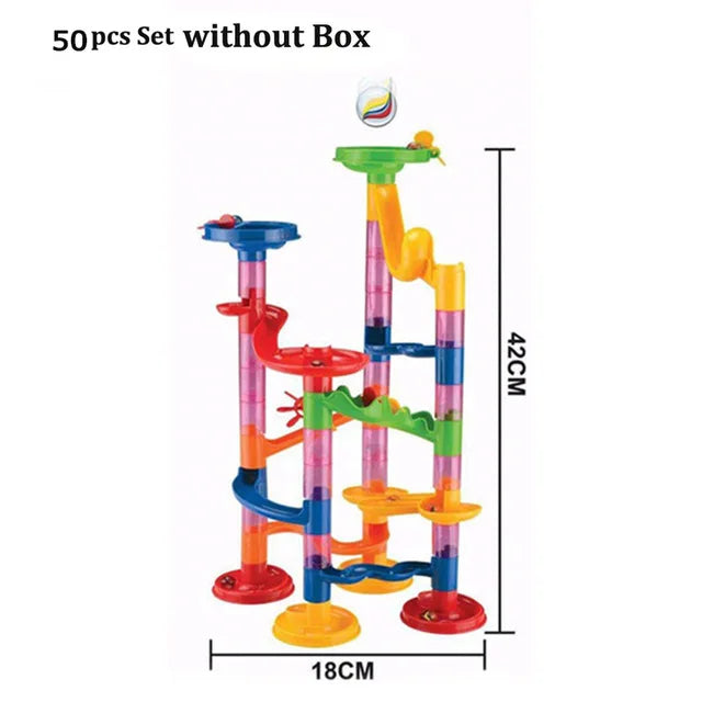 DIY Construction Marble Run Race Track Building Blocks