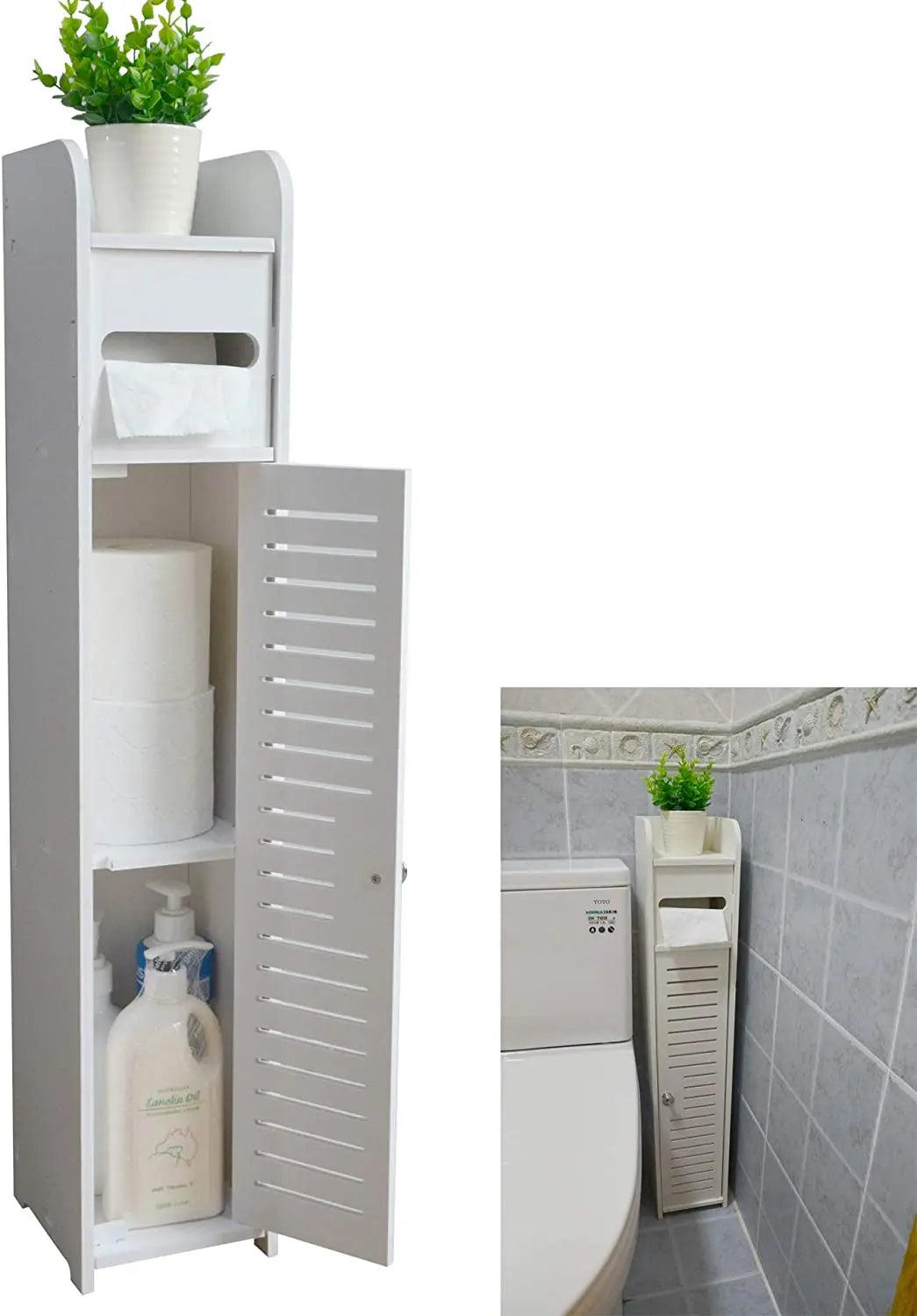 BluesdeSmall Bathroom Corner Floor Cabinet Toilet Vanity Cabinet