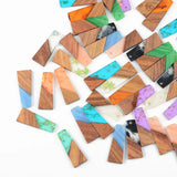 10PCS Trapezoid Earrings Accessories Natural Wood & Resin