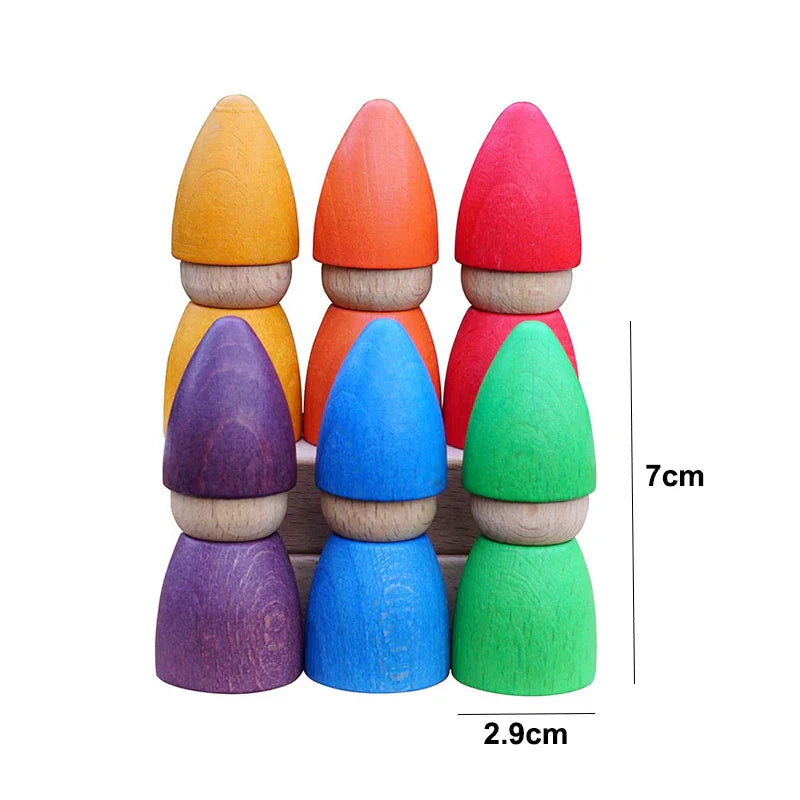 Wooden Rainbow Block Wood Stacking Toys Grimms Rainbow