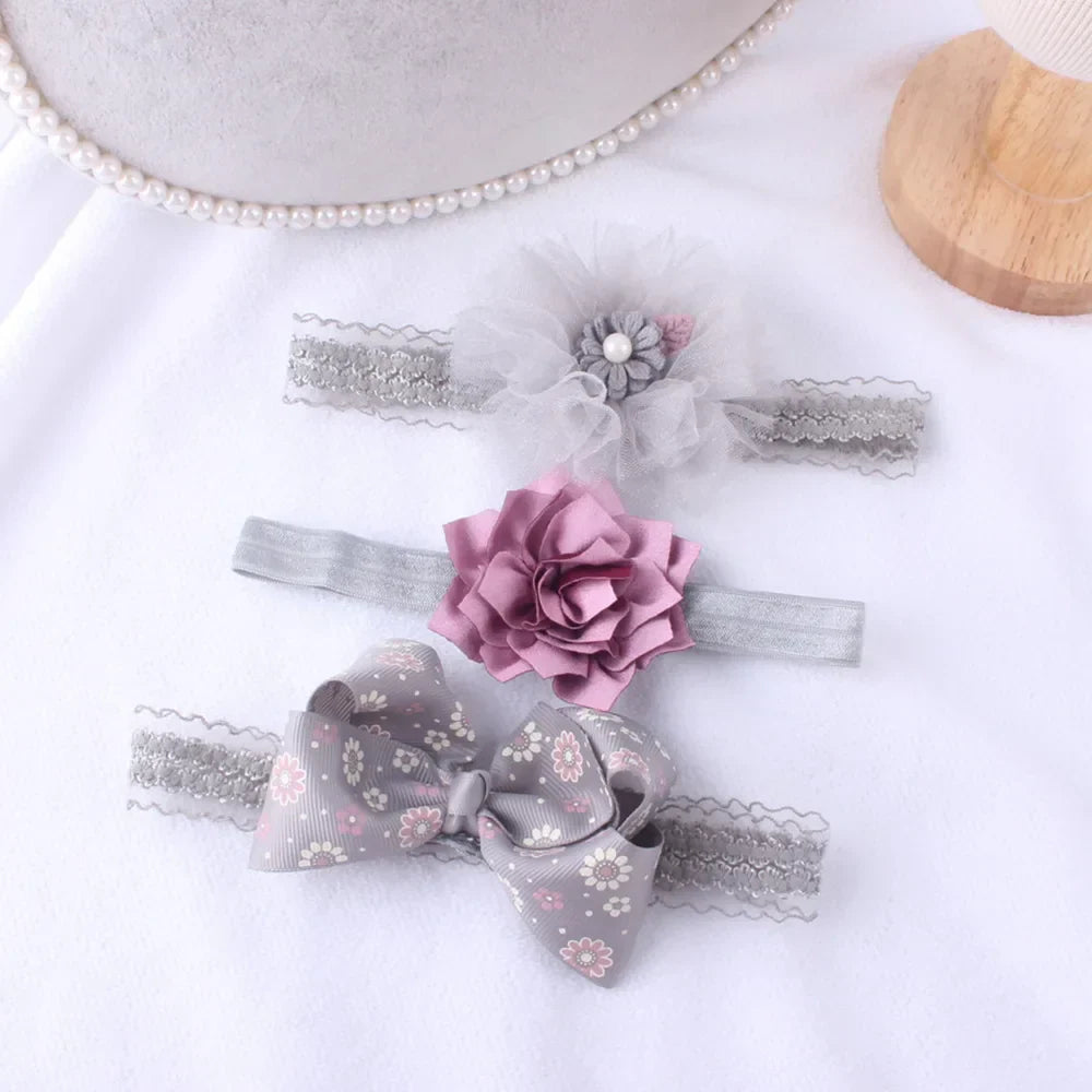 3pcs/lot Newborn Headwear Baby Girl Flower Headbands Lace