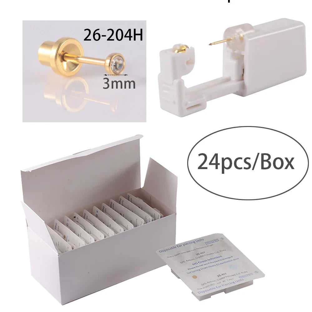 24pcs/Box NO PAIN Piercer Tool Machine Kit Stud