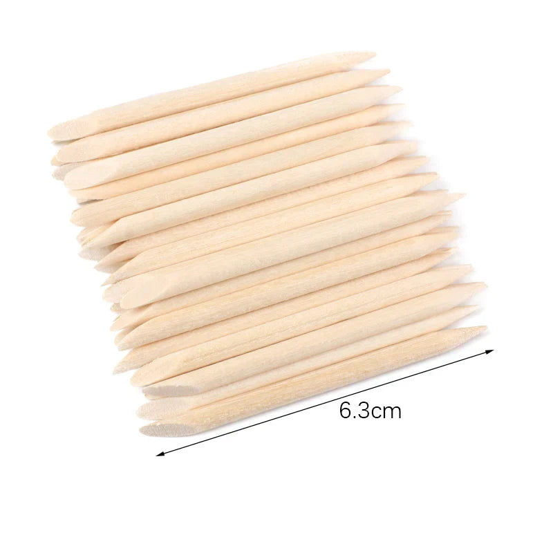 500Pcs/Pack Wooden Cuticle Pusher Remover Orange Stick Sticker