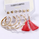 LATS Women's Earrings Set Tassel Pearl Earrings for