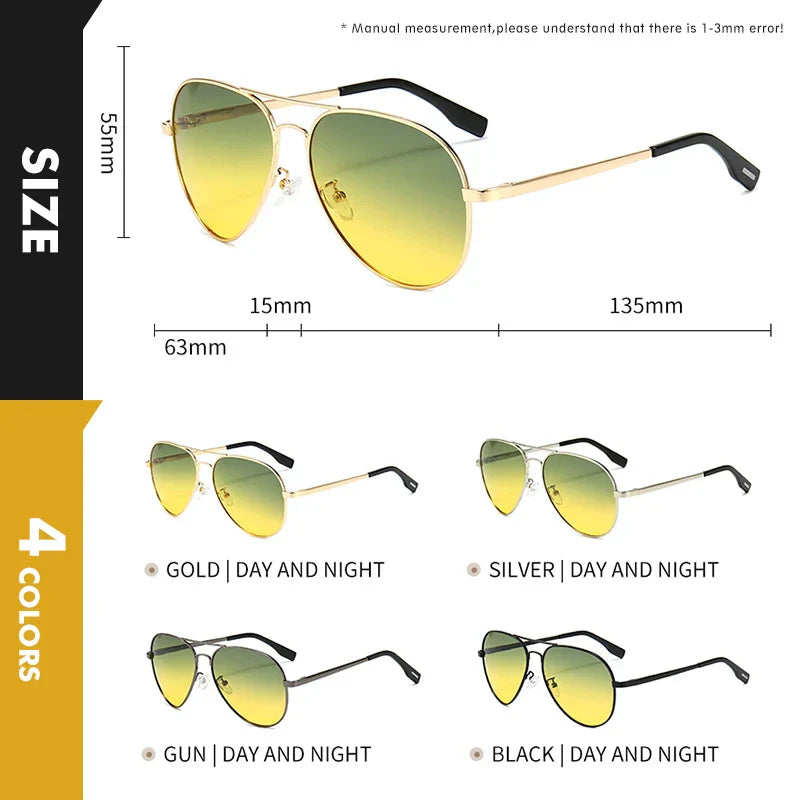 Fashion Pilot Sunglasses For Men Polarized Photochromic Day
