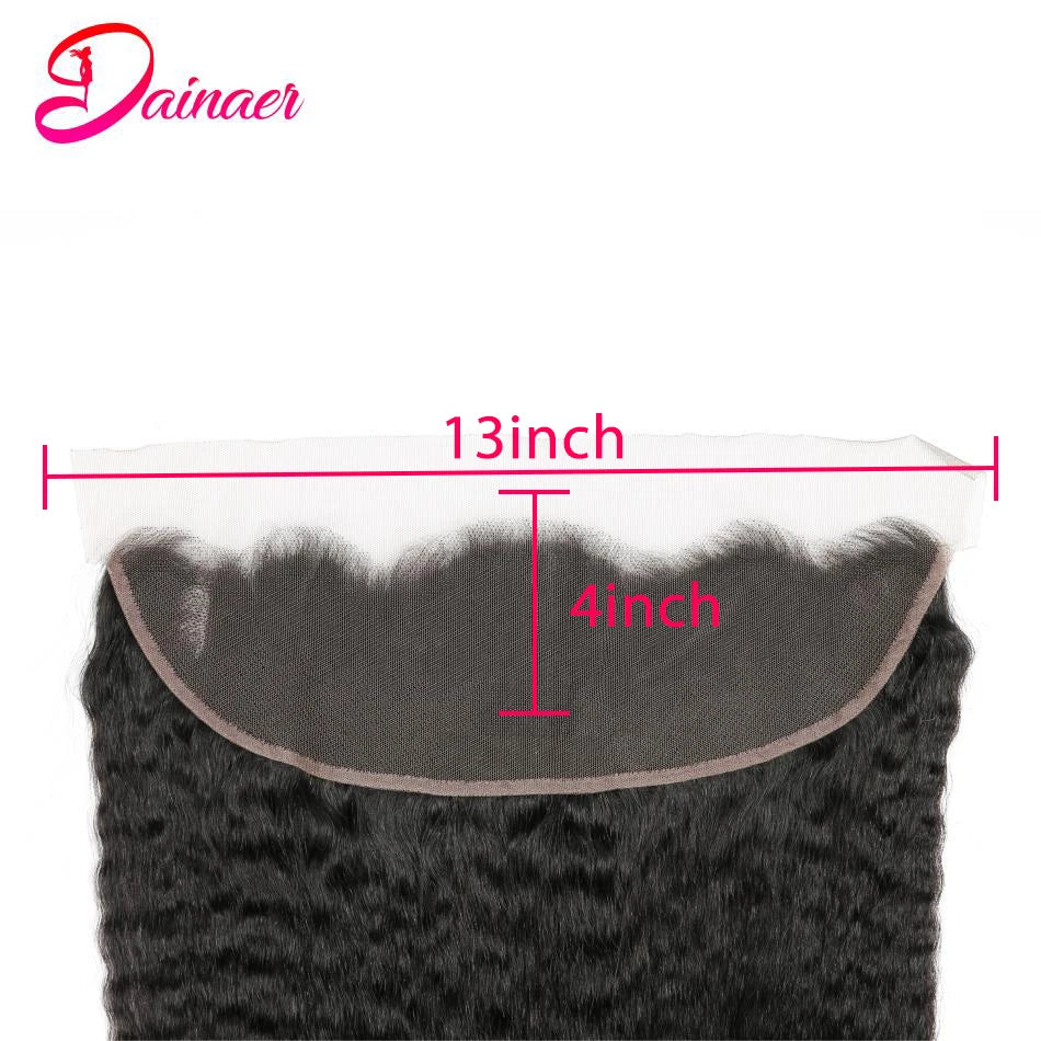 Brazilian Kinky Straight Human Hair Bundles Closure 4X4