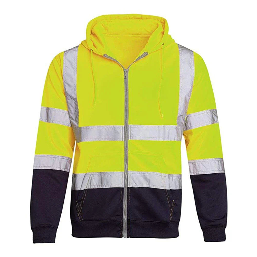 Men Reflective Strip Hoodie Sweatshirt Long Sleeve Fitting