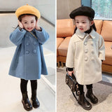 Double Breasted Girls Woolen Coats Autumn Winter Trench