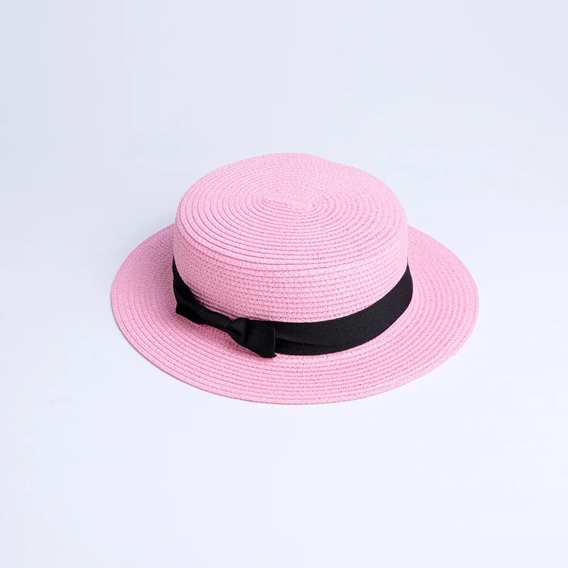 2019 Parent-child wholesale sun flat straw hat boater