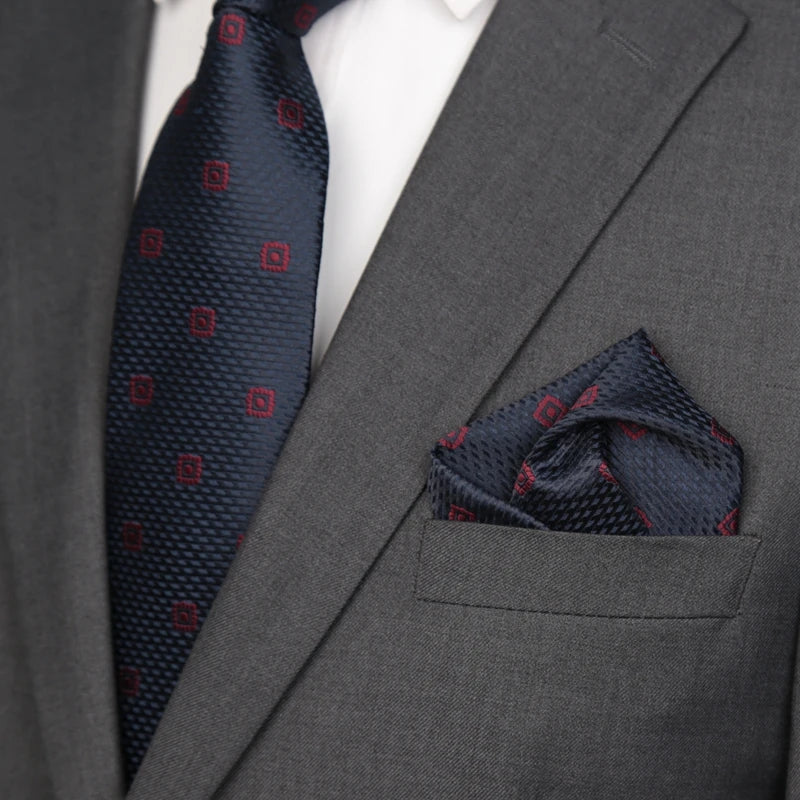 Mens Jacquard Tie Cravat Cufflinks Set Luxury Necktie