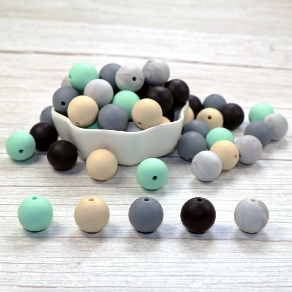 Joepeada 300Pcs/lots 12mm Round Silicone Teething Beads Food