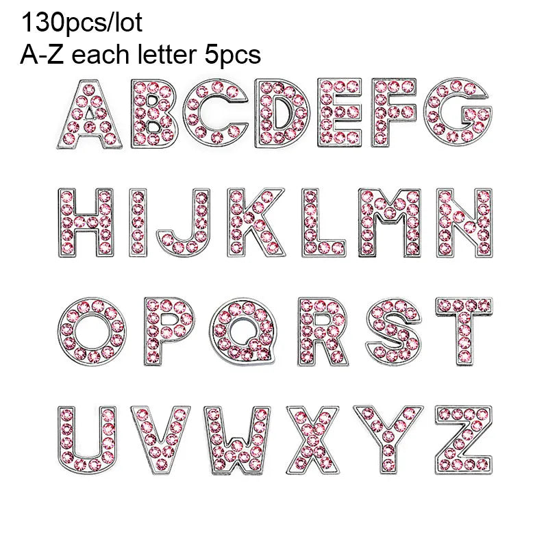 Wholesale 130pcslot 8mm AZ Rhinestone Sliders Letters Slide