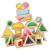 Kid Montessori Wooden Toy Rainbow Stacking Acrylic Block