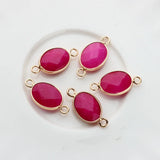 Natural Stone Charms Facet Oval Shape Double Hole