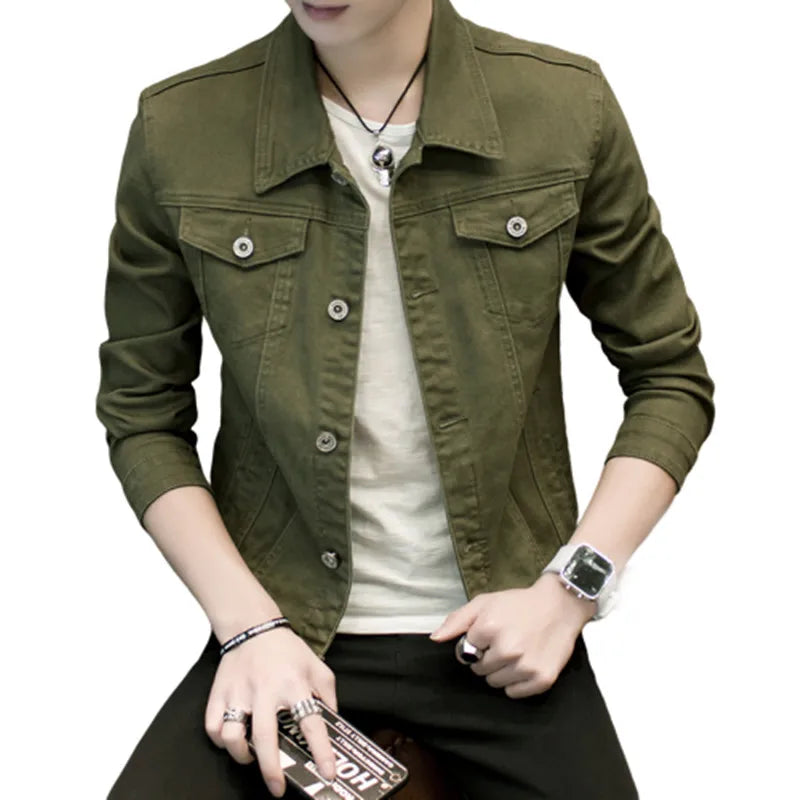 2022 New Mens Denim Jacket Slim Fit Fashion