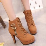 Plus Size Ankle Boots Women Platform High Heels