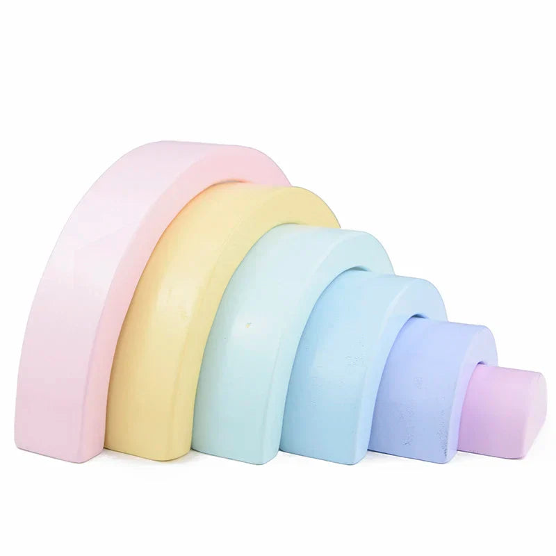Kids Wooden Toy Montessori Rainbow Building Blocks DIY