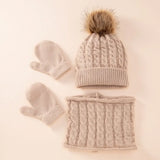 3pcs/set Kids Winter Hat Scarf Mittens Set Toddler