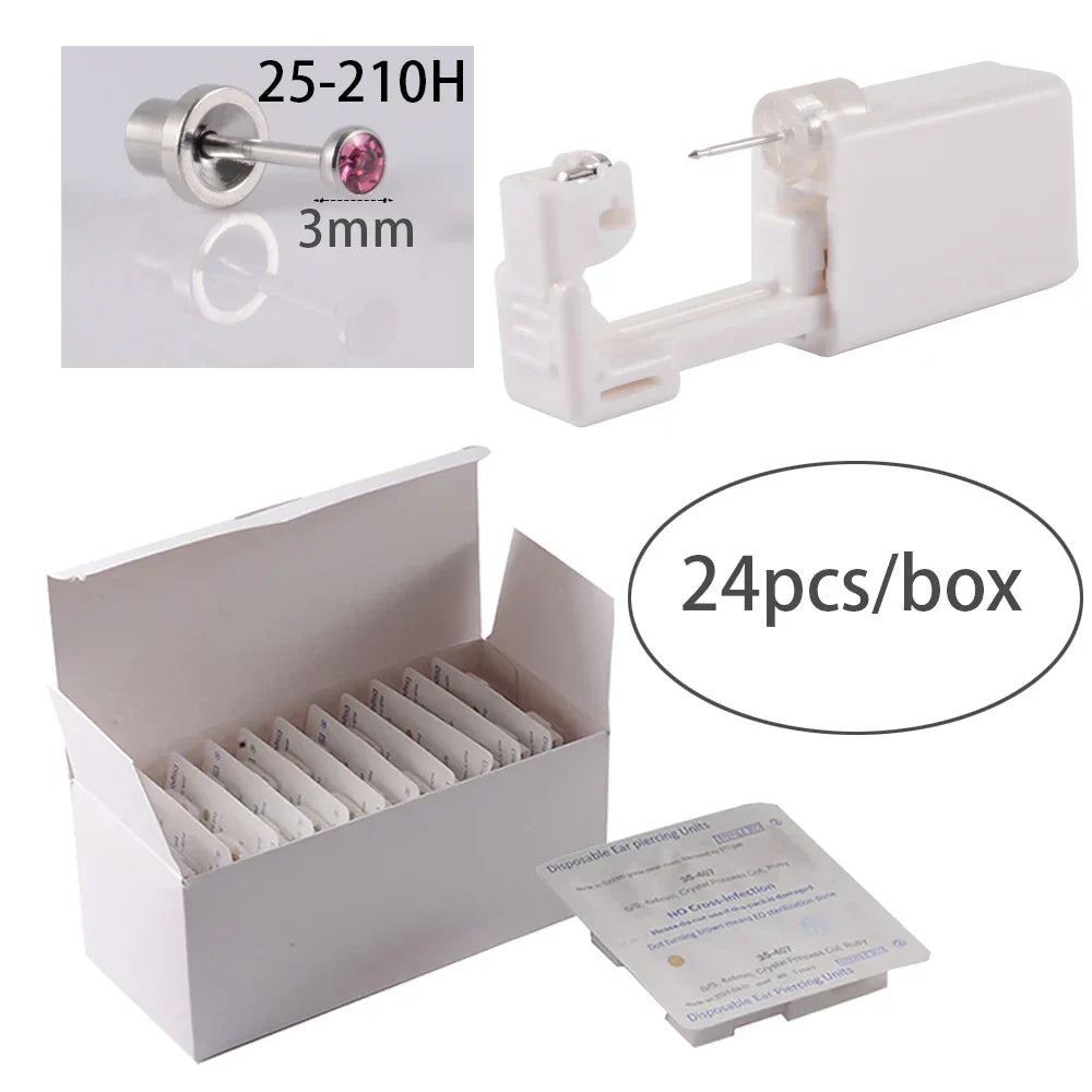 24pcs/Box NO PAIN Piercer Tool Machine Kit Stud